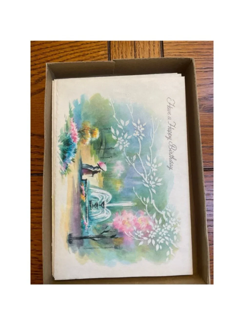 11 Vintage 1950s Greeting Cards Envelopes Original Box Glitter Unused MCM